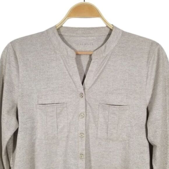 TALBOTS Preppy Lightweight Metallic Beige Top - Picture 3 of 5